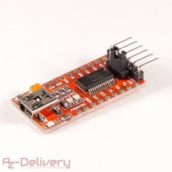 AZDelivery FT232RL Adaptador,USB a TTL Serial Adaptador Convertidor, Módulo convertidor 3.3 V y 5V Compatible con Arduino con E-Book Incluido!