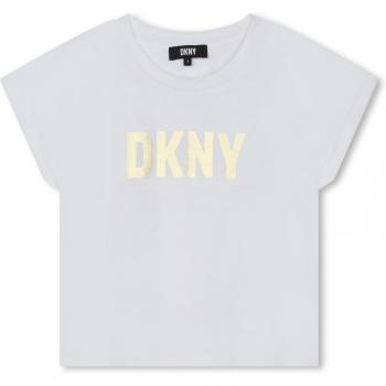 Camiseta de niña DKNY de algodón con logo metalizado, manga corta, modelo D60088