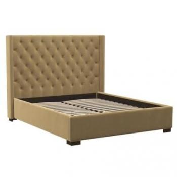 Cama MASSIMO 160x200cm con cabecero capitoné en tela beige