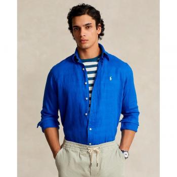 Polo Ralph Lauren Men's Regular Fit Blue Linen Casual Shirt