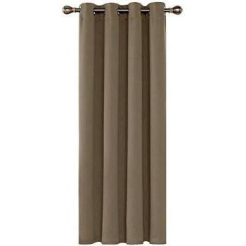 Deconovo Cortina Dormitorio con Aislamiento Térmico Tela Gruesa Color Sólido Decoración Hogar con Anillo Superior 1 Pieza 140 x 260 cm Caqui