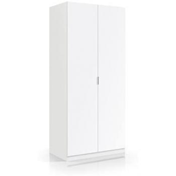 Armario Blanco de 2 Puertas con Barra y Estante Isar, 81,5 x 52 x 180 cm
