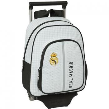 Mochila Escolar con Ruedas Real Madrid C.F. Blanco Gris 28 x 34 x 10 cm