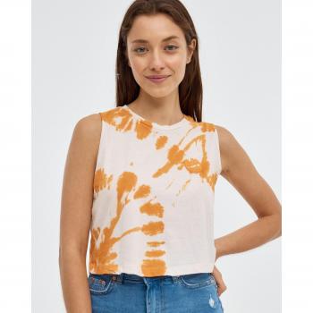 Camiseta regular sin mangas y cuello redondo con estampado tie&dye INSIDE - Camiseta de mujer con dibujo frontal y sin mangas