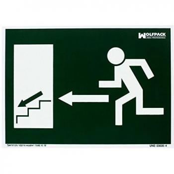 Cartel/Señal Fluorescente Salida Escalera Izquierda Abajo 21x30 cm.