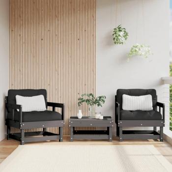 Conjunto de Sillones de Jardín 2 Unidades Madera Maciza de Pino Gris, Terraza Muebles Jardín Exterior