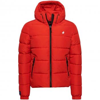 Chaqueta con capucha Superdry Sports Puffer rojo para hombre, modelo M5011212A 60I