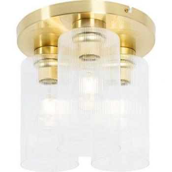 Lámpara de techo Art Deco dorada con cristal y 3 luces - Laura