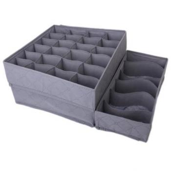 3pcs Caja De Almacenamiento De Carbón De Bambú Plegable De Ropa Interior y Calcetines Lazos Divisor Organizador