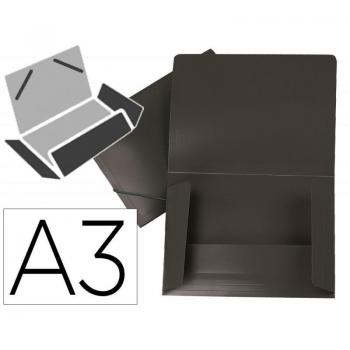 Carpeta Liderpapel Portadocumentos con Solapas Polipropileno DIN A3 Negro Opaco Lomo Flexible