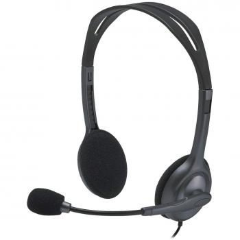 Logitech H111 Auriculares con Cable, Sonido Estéreo con Micrófono Giratorio, Jack 3,5mm, PC/Mac/Portátil/Smartphone/Tablet , Negro