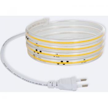 Tira LED Regulable 220V COB Autorectificada 320 LED/m 720 lm/m Ancho 12 mm IP65 Corte a Medida Blanco Cálido 25 m 2200K