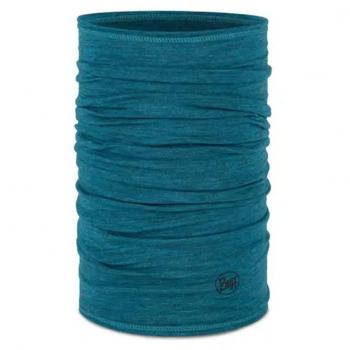 Buff® Tubular Merino Lightweight Solid Azul - Braga de cuello para running, fabricada en merino ligero, color azul sólido