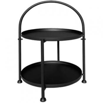 Mesa Auxiliar Redonda de 2 Niveles para Interior y Exterior - Metal, 45x34 cm, Ligera y Decorativa