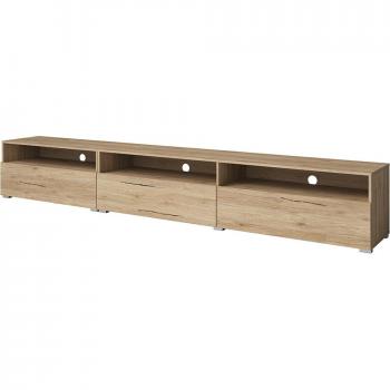 Mueble TV de suelo o pared con 1 cajón, diseño Sloan, madera, para televisores de hasta 78, color roble