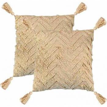 vidaXL 2X Cojines con Diseño de Zigzag Color Natural 45x45cm Decoración Hogar