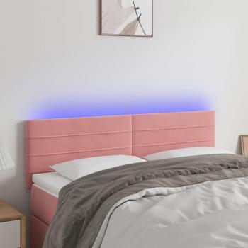 Cabecero LED de terciopelo rosa 144x5x78/88 cm