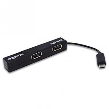 Approx APPHM4B - Hub USB 2.0 con 4 Puertos y MicroUSB, Compatible con Android 4.0, Color Negro