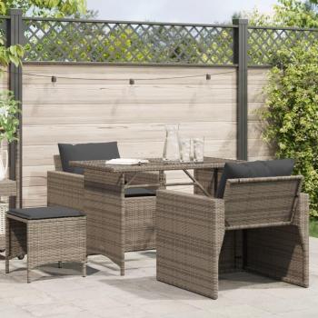 4-Piece Grey Poly Rattan Garden Sofa Set with Cushions