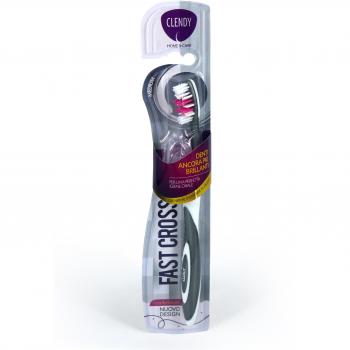 Cepillo de Dientes Clendy Fast Cross con Cerdas Medias y Capuchón Antibacteriano