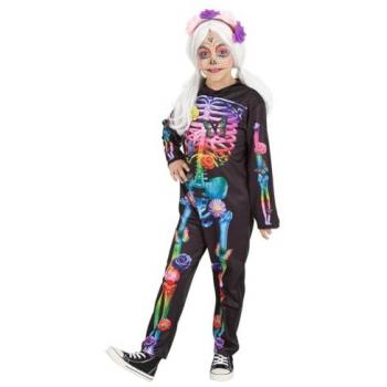 Disfraz de Catrina Floral Multicolor con Diadema para Niña - Licencia Oficial Día de los Muertos