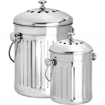 Eddingtons Mini Tabletop Compost Pail/Tea Bag Bin-Stainless Steel, 2.25 Litre