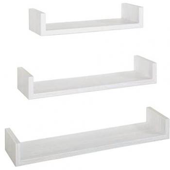 Conjunto de 3 estantes de pared modernos Calamita en color roble blanqueado