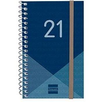 Finocam - Agenda 2021 Semana vista apaisada Espiral Year Azul Español, Mini - E3-79x127 mm