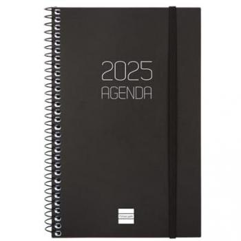 Finocam - Agenda Espiral Opaque 2025 Semana Vista Horizontal Enero 2025 - Diciembre 2025 (12 meses) Español Negro E5-117x181 mm