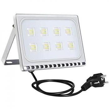 Focos Led exterior 50W, Sararoom 4000LM Proyector Led exterior con enchufe 6000-6500K Blanco frío Foco LED IP65 Impermeable Apliques de exterior Luz de Seguridad Foco para Garaje Patio Terraza Jardín