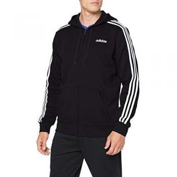 adidas Men Essentials 3-Stripes Fleece Hoodie - Black/White, M