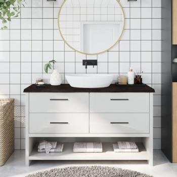 Encimera de baño madera maciza tratada gris oscuro 140x30x4 cm