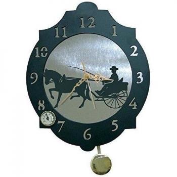 IMEX EL ZORRO El Zorro 11365-Reloj Caballo con carreta, 374 x 312 mm, Metal, Gris, 40x34x7 cm