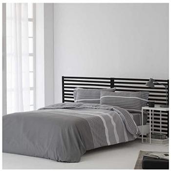 Funda Nórdica GAUNA Algodón Poliester Gris 240x220 cm + 2 Fundas de Almohada para Cama de 150 cm