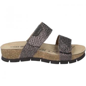 Cómoda Sandalia mujer de Josef Seibel Lucie-04 en suave piel trenzada bronce con tiras ajustables de velcro, planta acolchada tipo BIO anatómica, piso antideslizante y altura de tacón