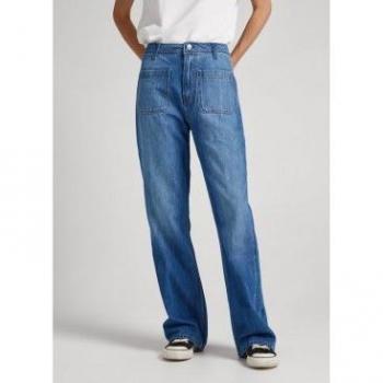 Jeans Nyomi azul de Pepe Jeans - Vaquero campana de mujer tiro alto con efecto desgastado.