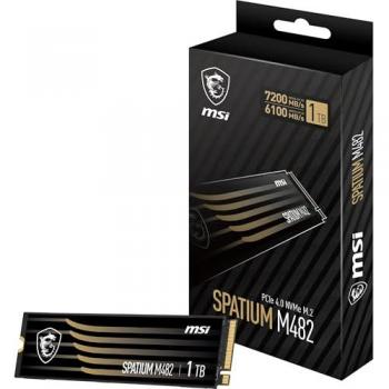 SSD Interno MSI Spatium M482 1TB NVMe M.2 PCIe 4.0 (1000 GB) - Lectura 7200 MB/s, Escritura 6100 MB/s