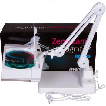 Lupa Levenhuk Zeno Lamp ZL25 LED con luz LED, aumento de 2.5x, lente de vidrio óptico, base ajustable y diseño portátil