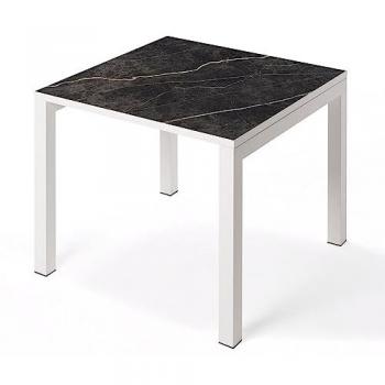 Mesa Cerámica Luxury Negra Mate 90x90x75cm Blanca, Apta para Interior y Exterior, Superficie Porcelánica y Estructura de Acero SmarTile