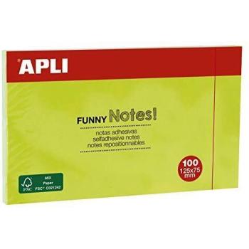 100H Notas Adhesivas Color Verde Fluor 125x 75 mm Apli 15004