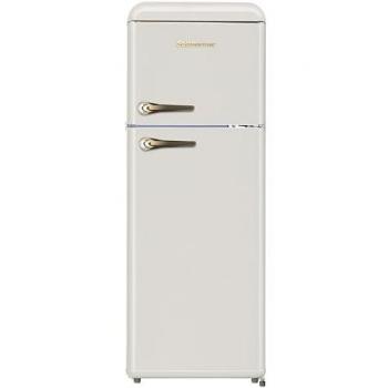 Frigorífico Retro Solthermic 2 Puertas Crema con Tiradores Dorados 220L Bajo Consumo y Silencioso F2PR147C