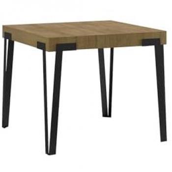 Mesa extensible 90x90/246 cm Roble Natura con estructura antracita