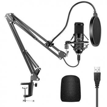 Neewer Mejorados Kit Micrófono USB Cápsula Grande de 25mm 192KHZ/24BIT Micrófono Condensador Podcast Cardioide Conecta y Reproduce con Chip Sonido Profesional para Grabación Transmisión