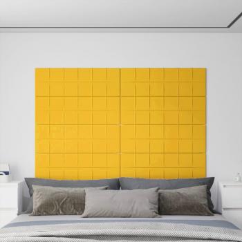 Paneles de pared 12 piezas Amarillo 90x30 cm Terciopelo 3,24 m²