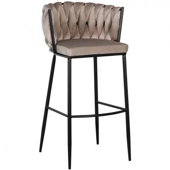 Taburete alto Beige - Negro Tejido - Metal 57 x 57 x 104 cm
