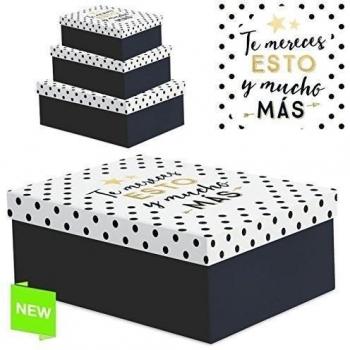 Juego 3 cajas regalo diseño frases TE MERECES 
