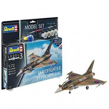 Revell Set British Legends: Eurofighter Typhoon RAF, en Kit Modelo con Base Accesorios, fácil Pegar y para pintarlas, Escala 1: 72