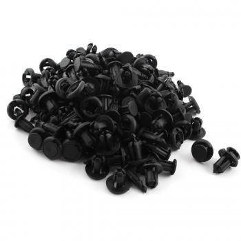 sourcing map 100x Auto Coche Puerta Guardabarros 10mm Agujero Empuje Remache Plástico Sujetador Negro