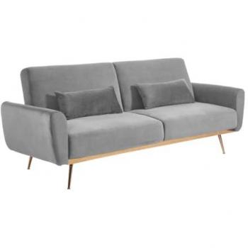 Sofá cama de 3 plazas de terciopelo LAUNEI - Gris claro