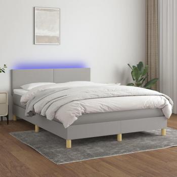 Colchón box spring con muelles y tela LED gris claro 140x190 cm